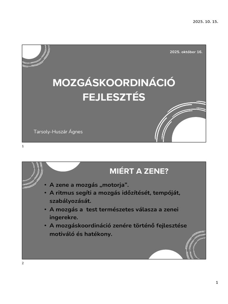 Mozgáskoordináció - Zene És Ritmus | PDF
