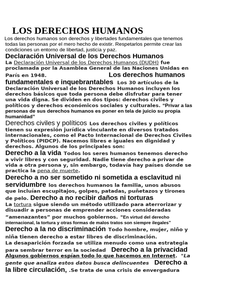 Los Derechos Humanos | PDF | Derechos humanos | Derechos