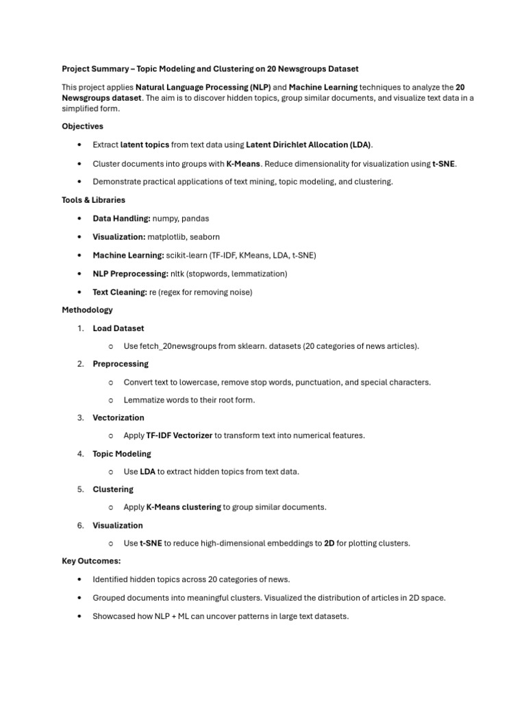 Topic Modeling & Clustering in NLP | PDF