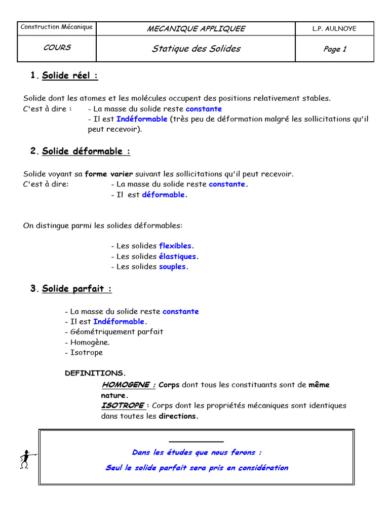 Cours de Statique des Solides | PDF | Obliger | Poids