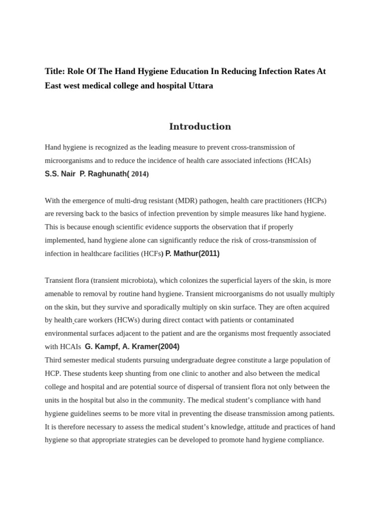 Hand Hygiene Education's Impact on Infections | PDF | Hospital Acquired ...
