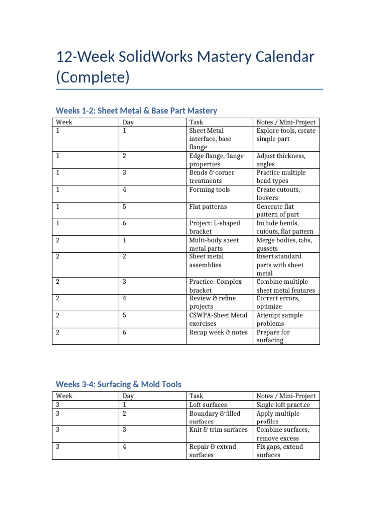12-Week SolidWorks Mastery Guide | PDF | Mechanical Engineering ...