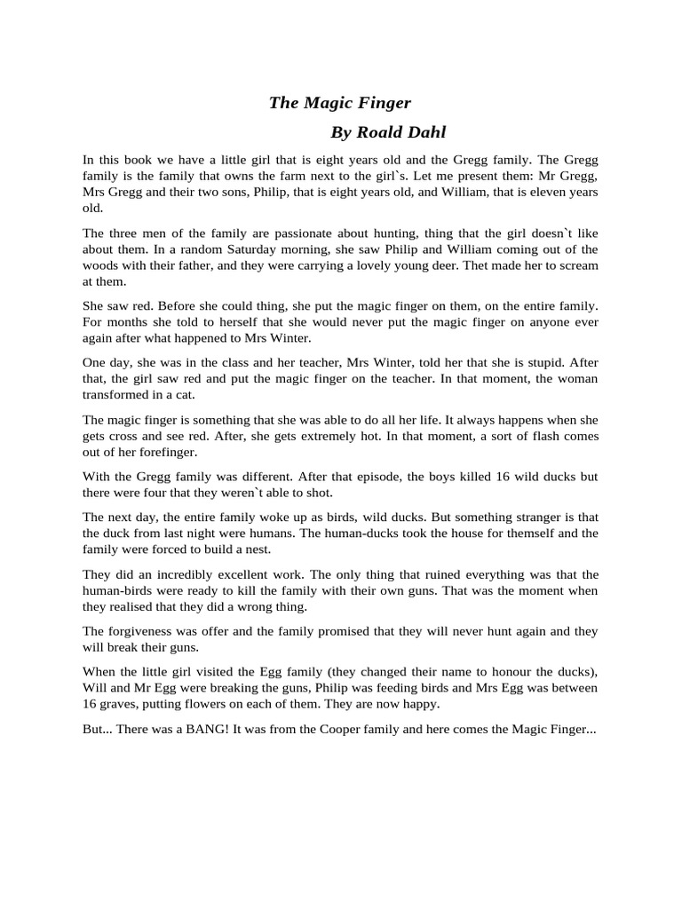 The Magic Finger: A Summary | PDF