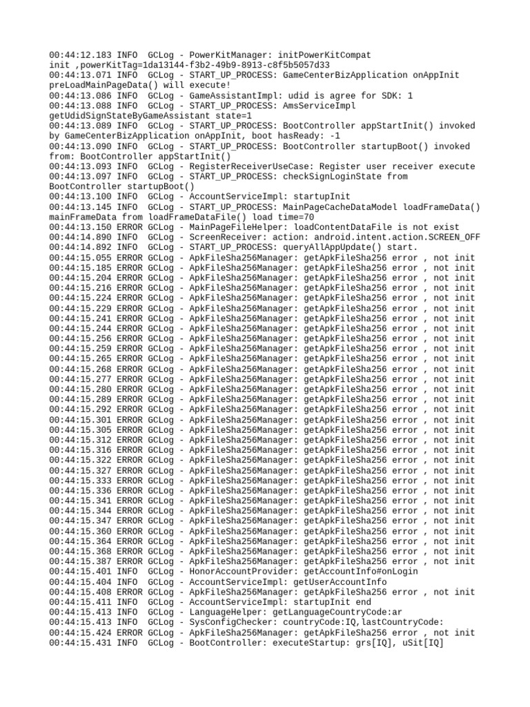 Game Center Startup Log Analysis | PDF | Information Technology | Software