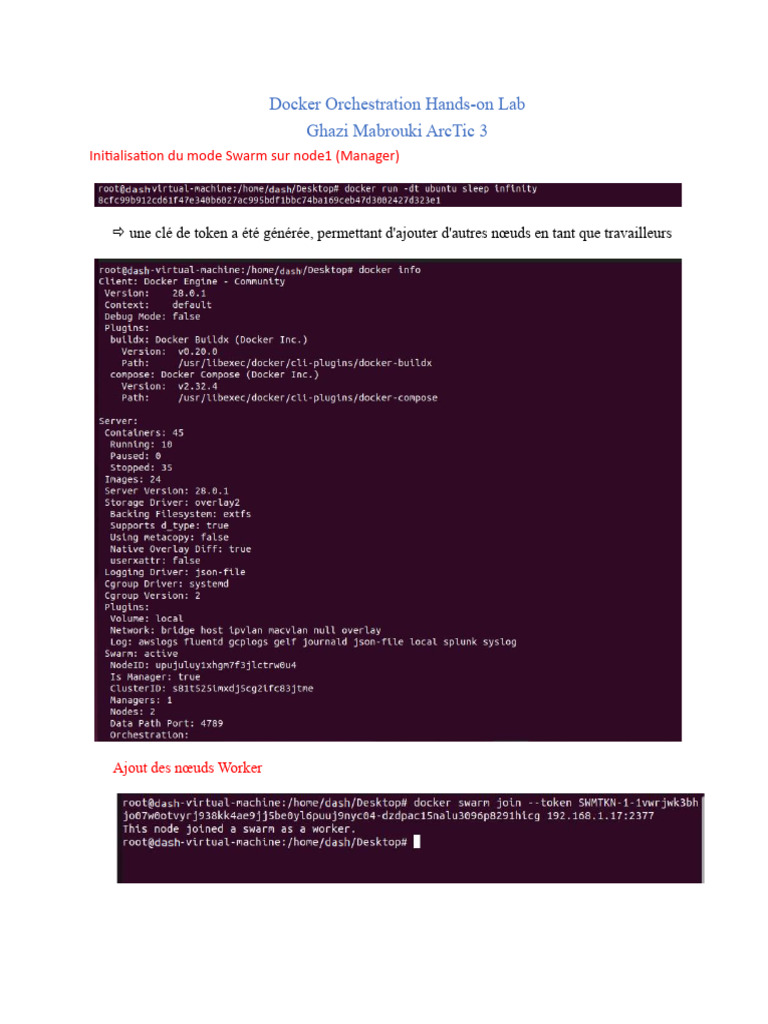Lab Pratique d'Orchestration Docker | PDF