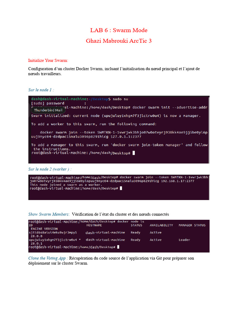 Configuration et Déploiement Docker Swarm | PDF