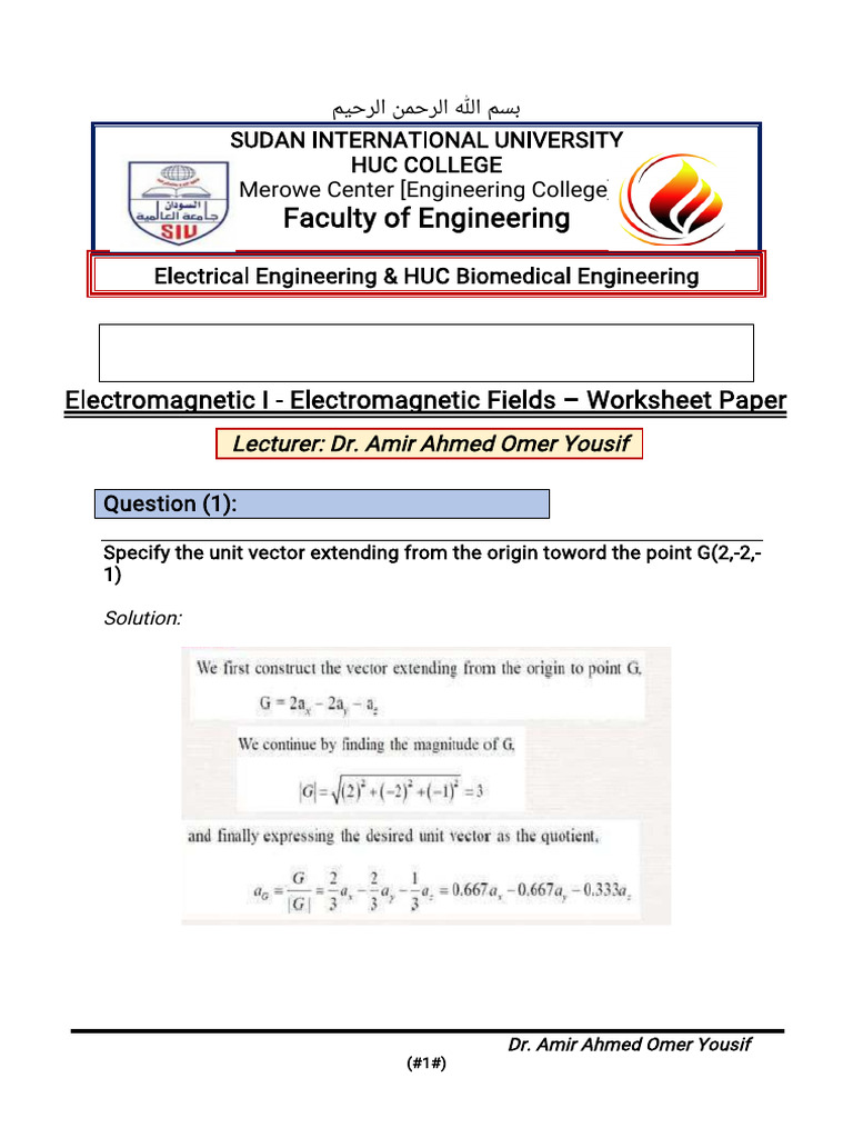 Electromagnetic Fields Worksheet Solutions | PDF | Physics | Physical ...