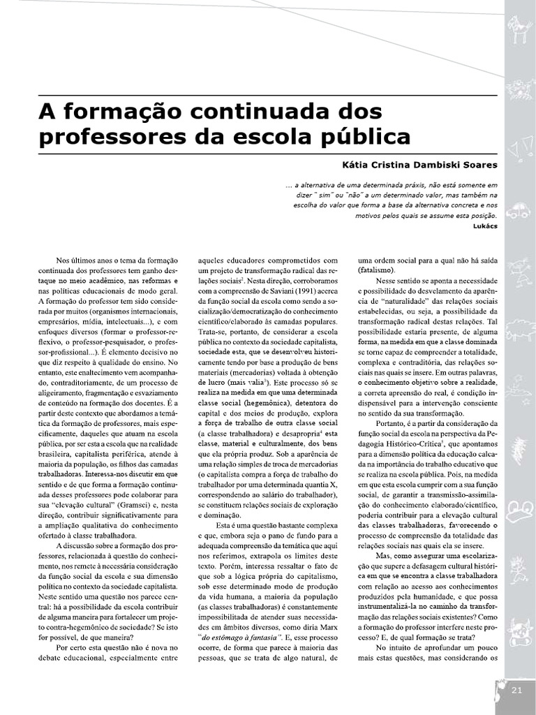A Formacao Continuada Dos Professores Da Escola Pu | PDF | Pedagogia ...