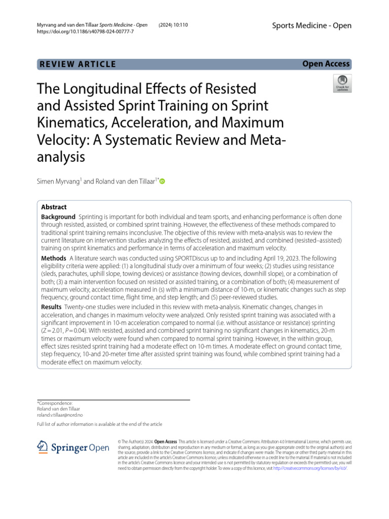 Effects of Sprint Training Methods | PDF | Creative Commons License ...