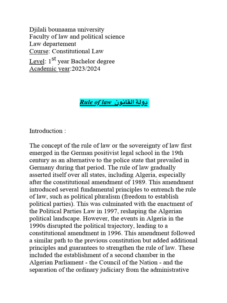 Constitutional Law: Rule of Law Overview | PDF | Rule Of Law ...