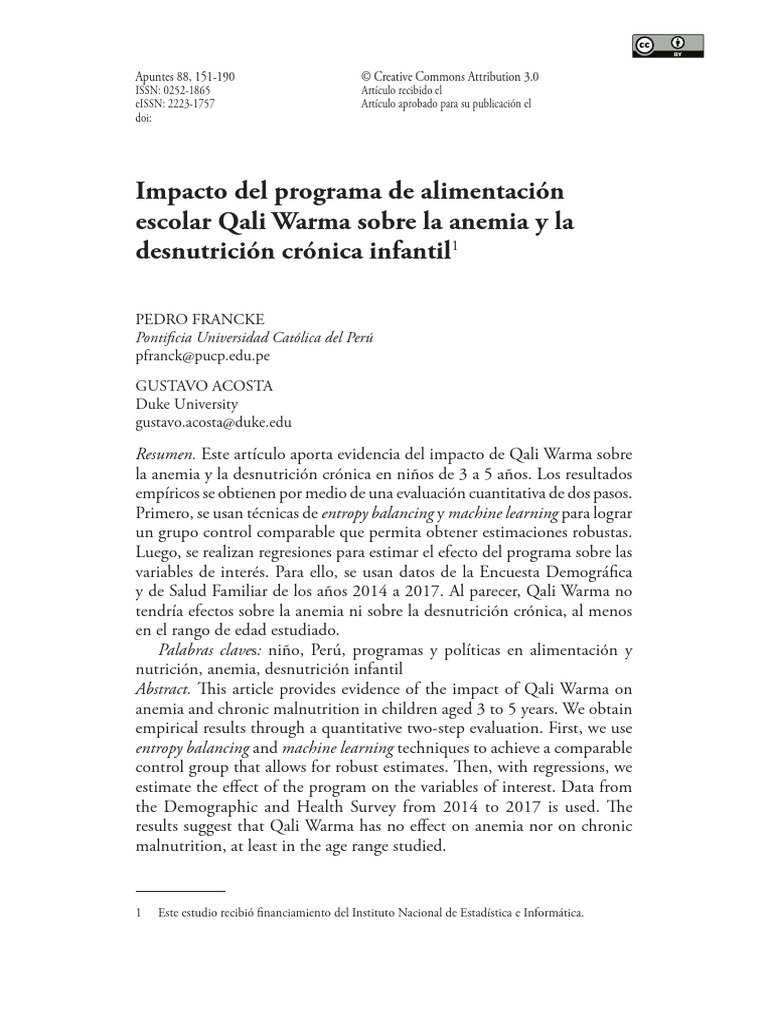 Efecto de Qali Warma en anemia infantil | PDF | Nutrición | Dieta y ...