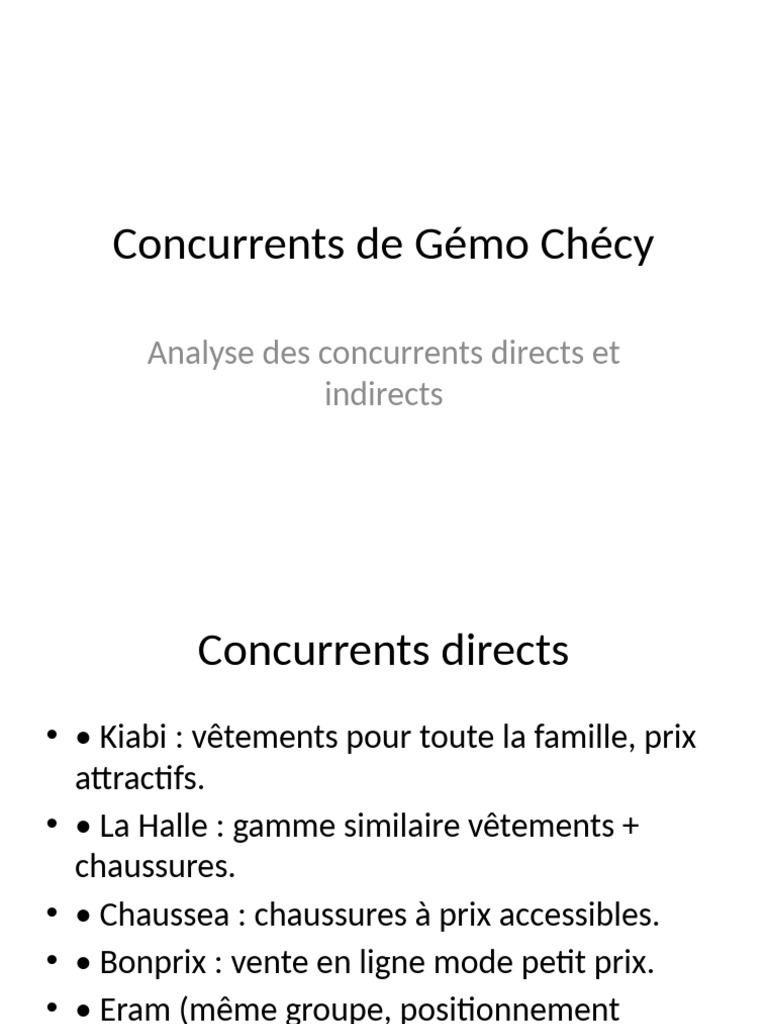 Analyse des concurrents de Gémo Chécy | PDF