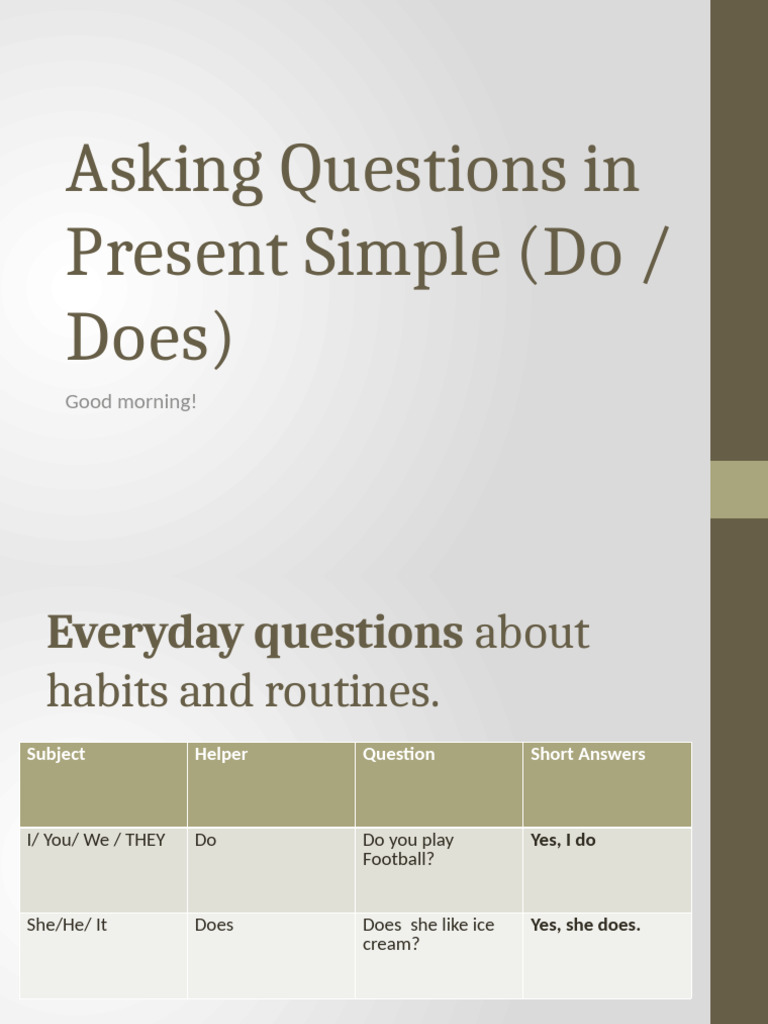 Asking Questions in Present Simple (Do | PDF