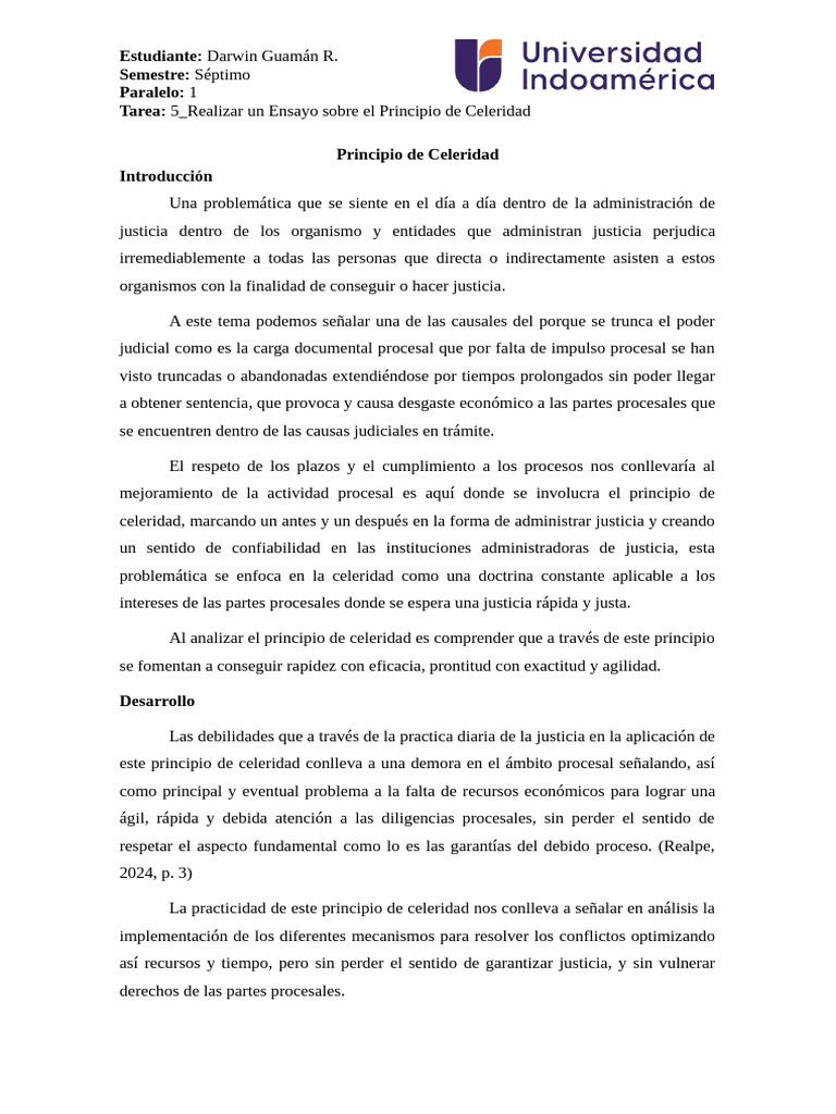 Principio de Celeridad en la Justicia | PDF | Debido al proceso | Ley ...
