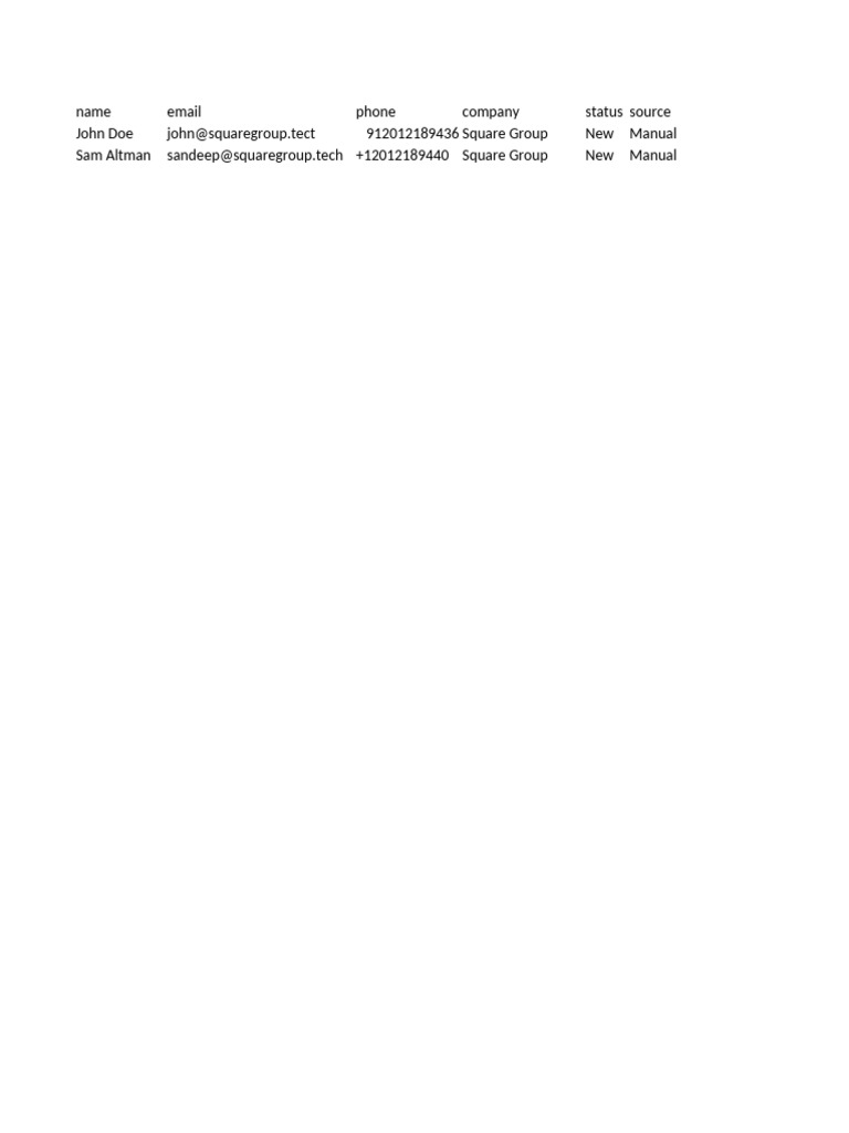Sample Leads Import | PDF