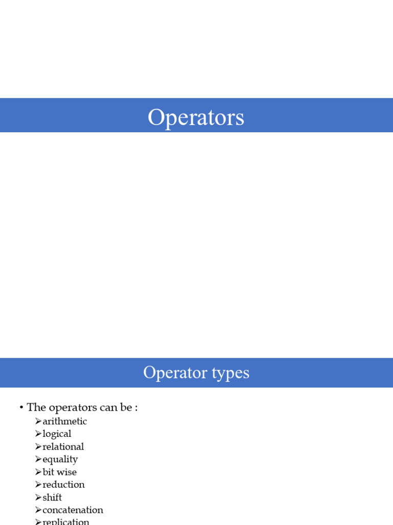 Comprehensive Guide to Operators in Verilog | PDF | Computer ...