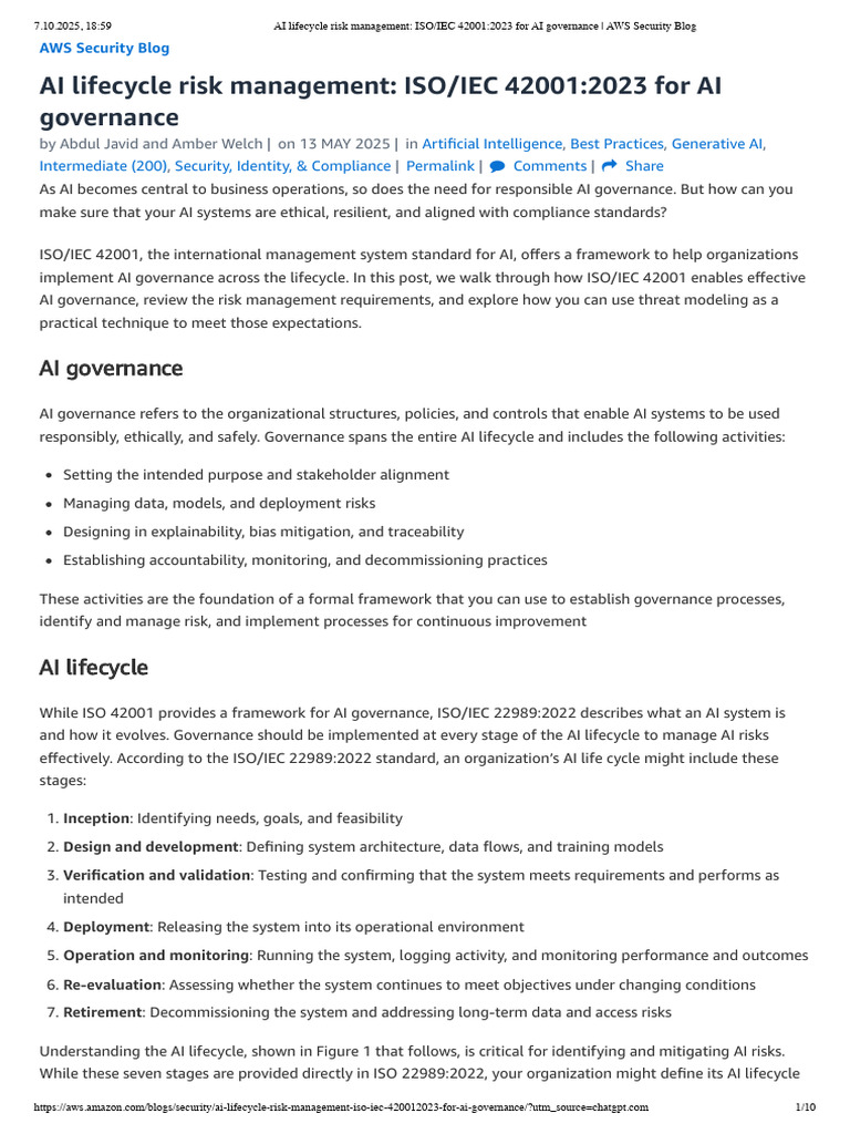 AI Governance with ISO/IEC 42001:2023 | PDF | Risk Management ...