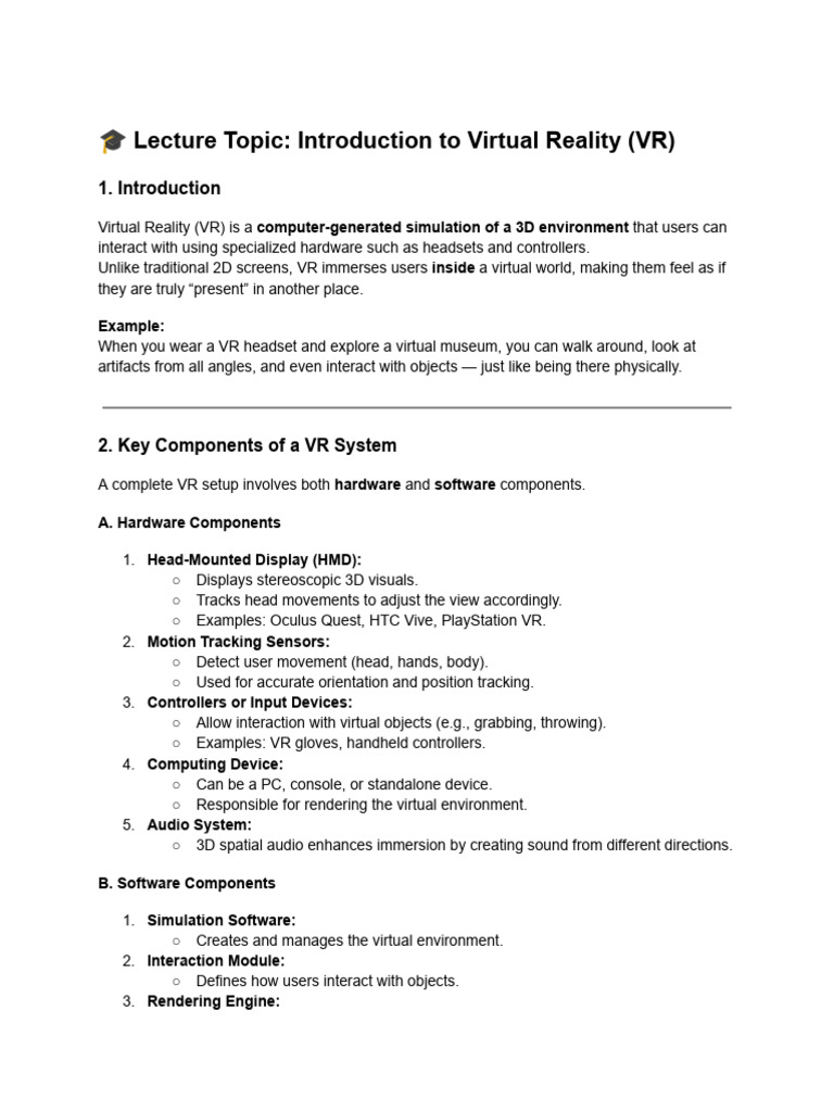 Intro to Virtual Reality Concepts | PDF | Virtual Reality | Computing