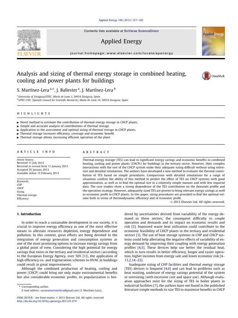 Analysis and Sizing of Thermal Energy Storage in Combined Heat 2013 ...
