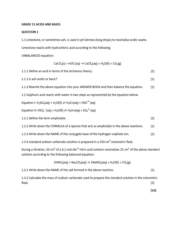 Grade 11 Acids and Base1 | PDF | Acid | Analytical Chemistry