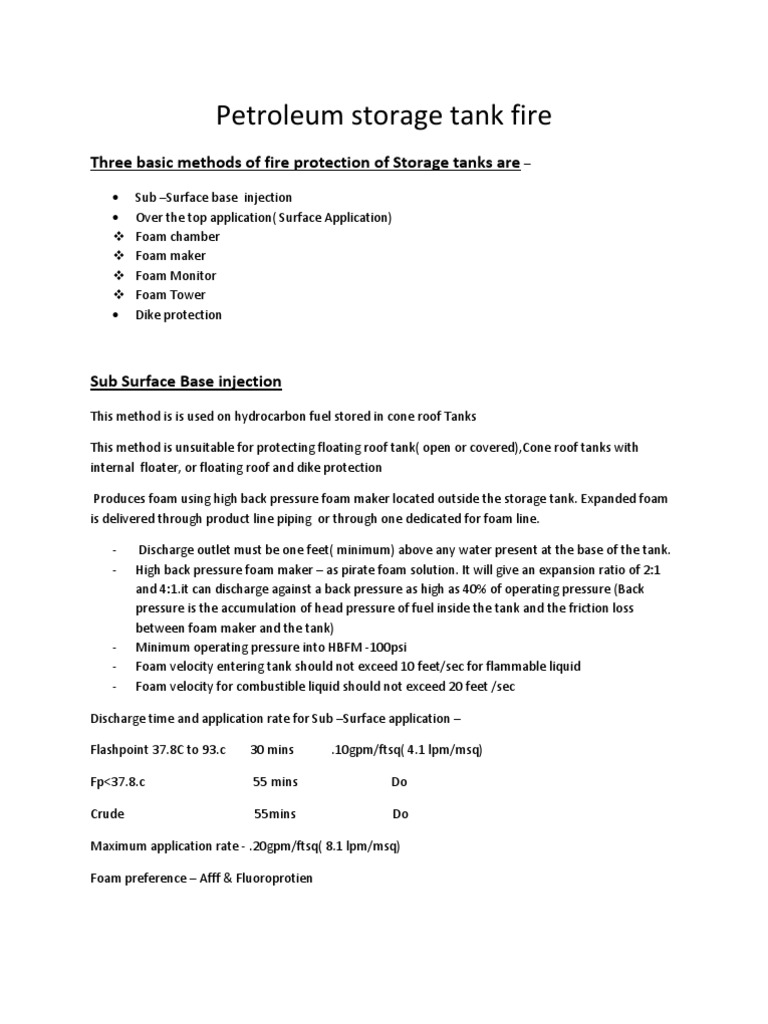 Fire Protection Methods for Storage Tanks | PDF | Combustion | Foam