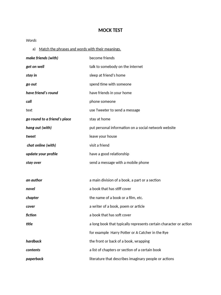 English Language Mock Test Guide | PDF | Language Families | Linguistic ...