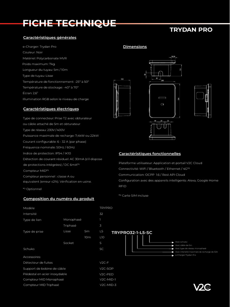 Fiche Technique Trydan Pro | PDF | Prise électrique | Électrotechnique