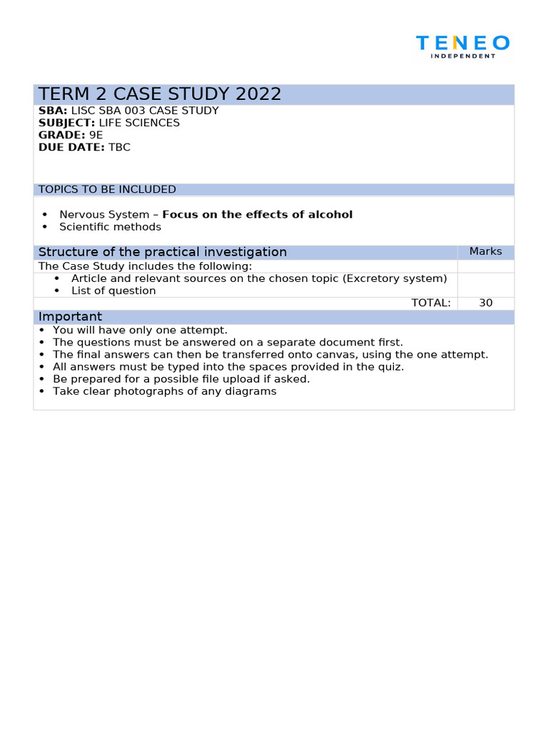 GR 9 003 Scope Term 2 Case Study 2022-1 | PDF