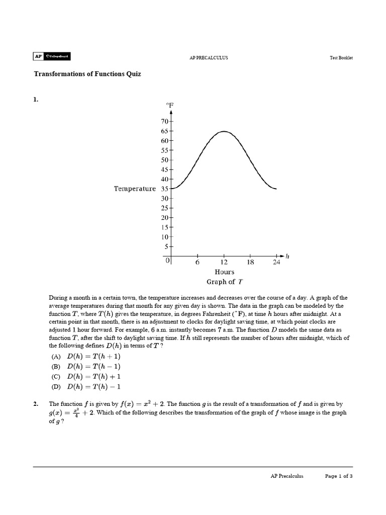 Temperature Functions and Transformations | PDF | Function (Mathematics ...