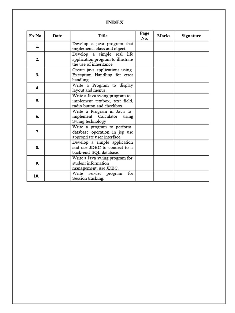 Java Programming Projects Overview | PDF | Database Index | Databases