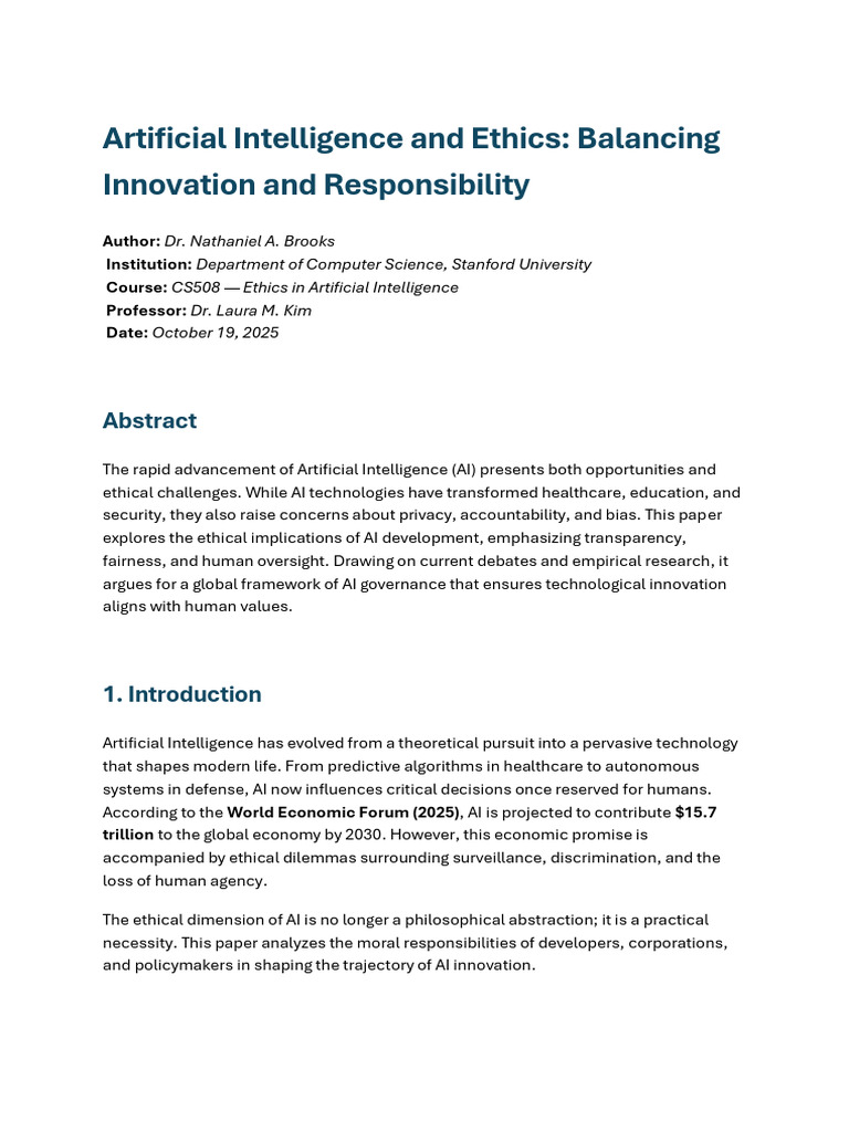 AI Ethics: Balancing Innovation & Responsibility | PDF | Artificial ...