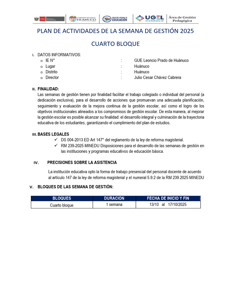 Plan de Actividades Gestión Escolar 2025 | PDF | Evaluación | Aprendizaje