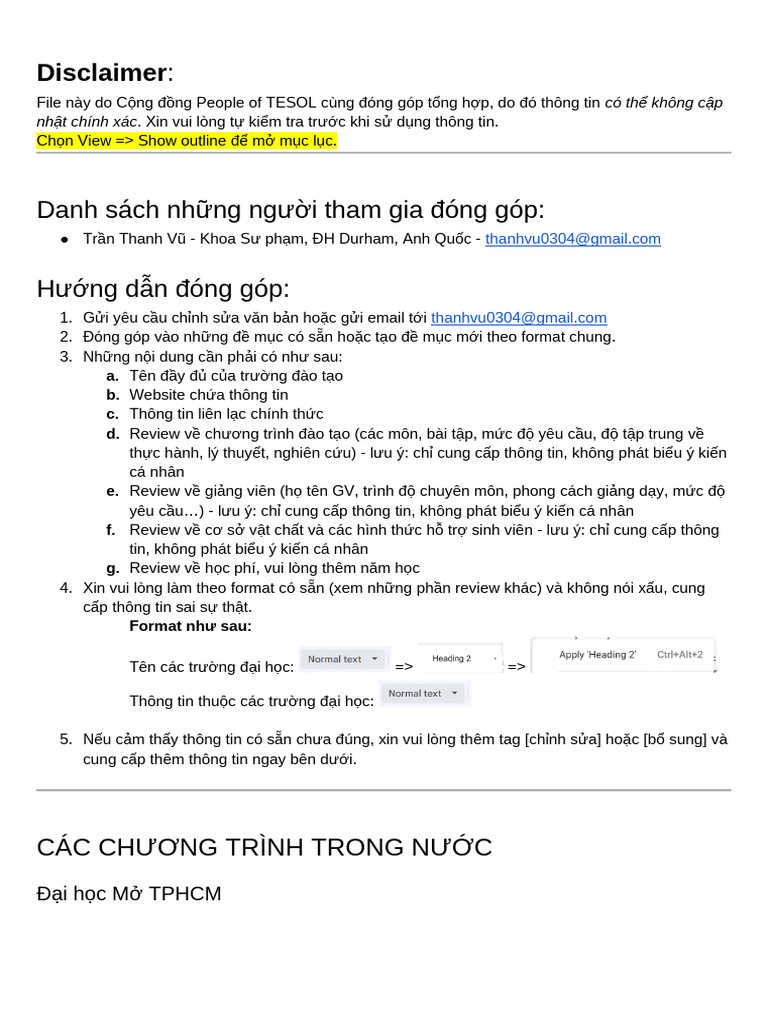 T NG H P Các Chương Trình Đào T o TH C Sĩ Ngành Tesol - Applied ...