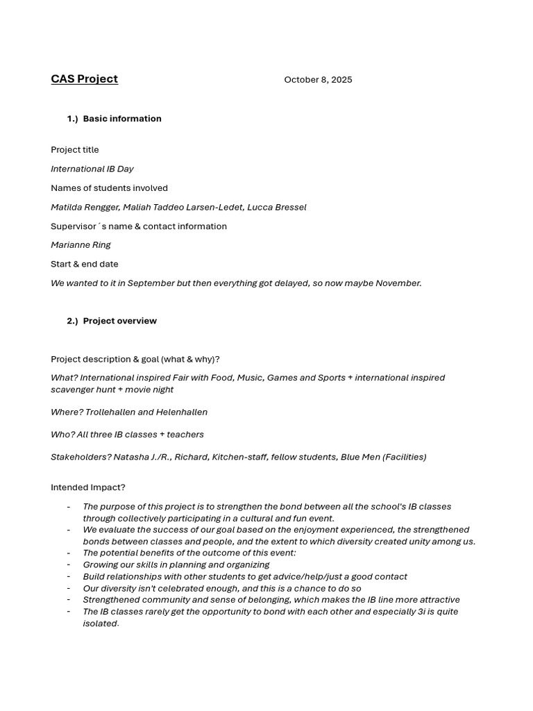 International IB Day Project Overview | PDF | Social Psychology | Cognition