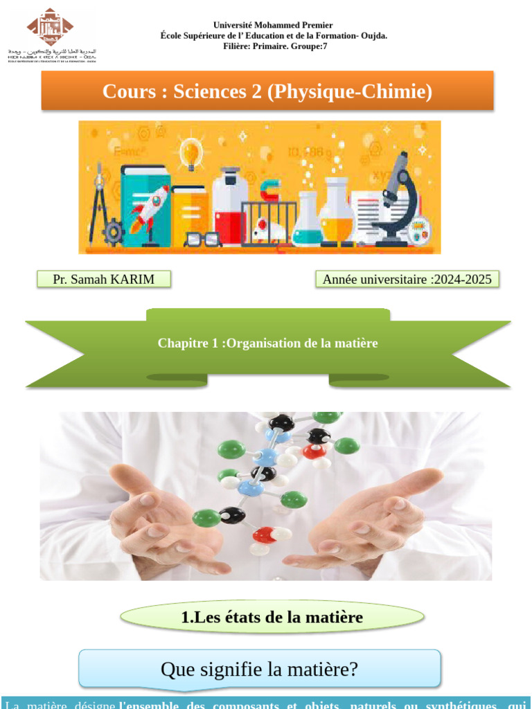 Organisation de la matière en physique-chimie | PDF | Chimie | Matière