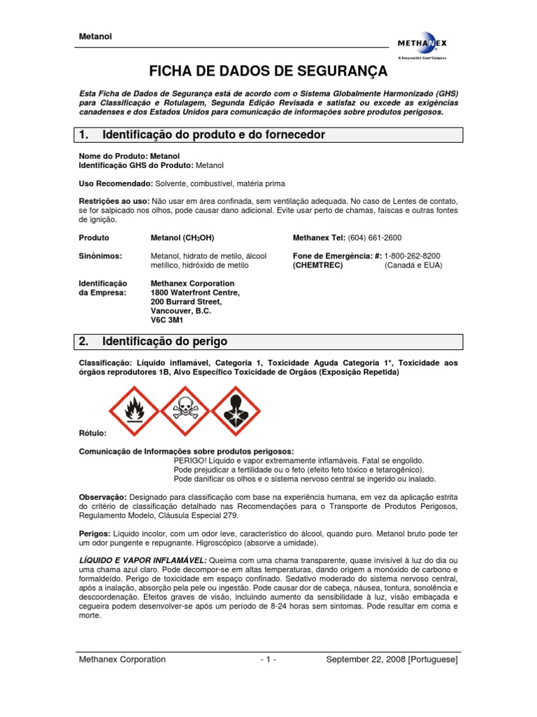 Ficha de Dados de Segurança Resumida