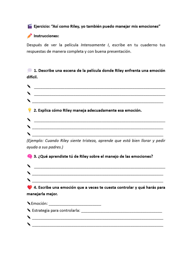 Manejo de Emociones con Riley | PDF | Las emociones | Ira