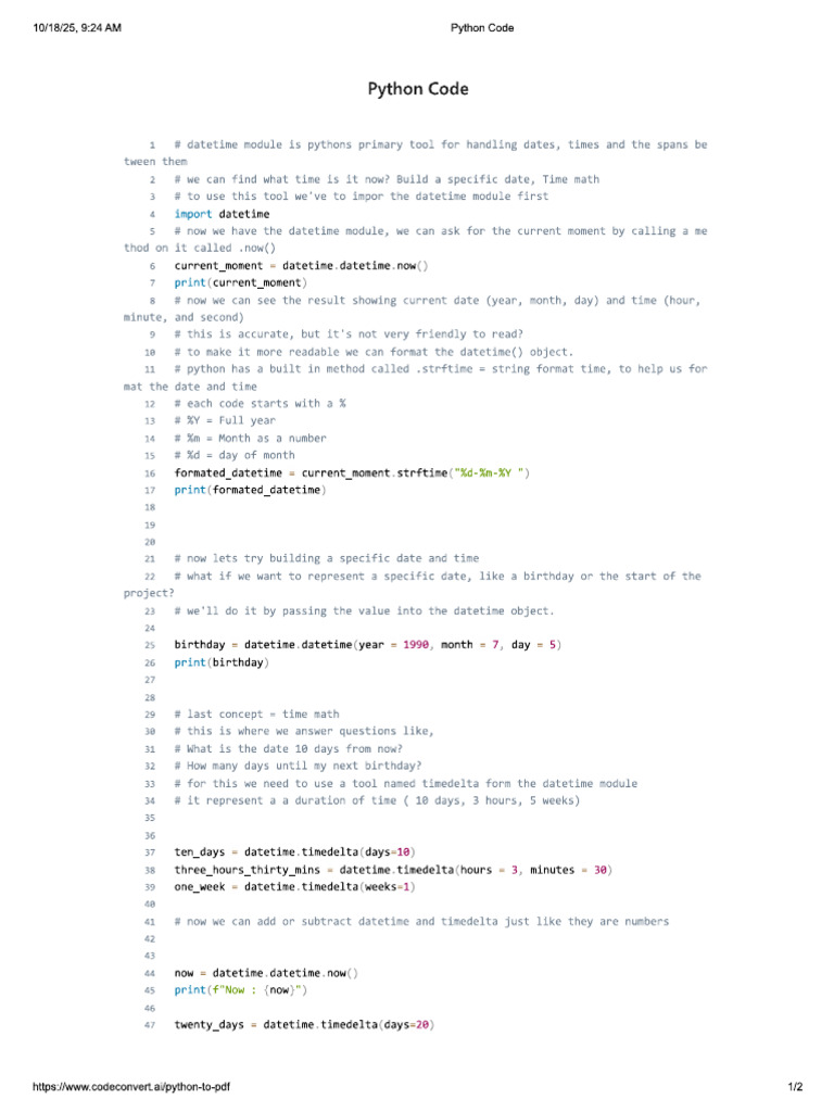 Datetime Module | PDF