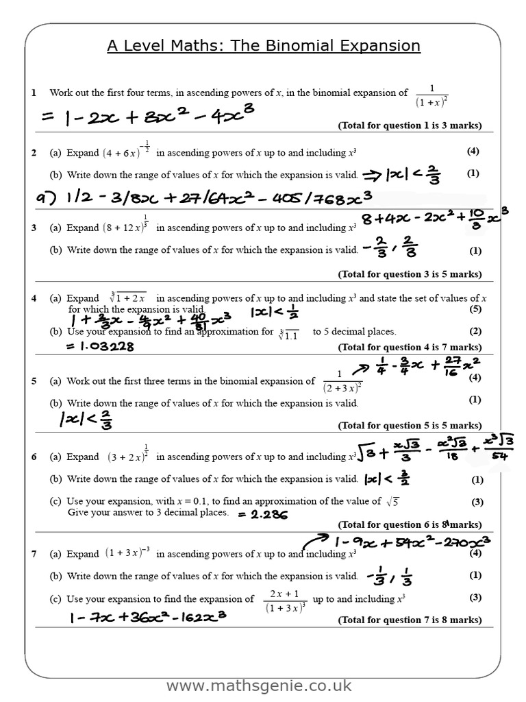 Edited - Binomial Expansion With Rational Exponents Homework | PDF ...