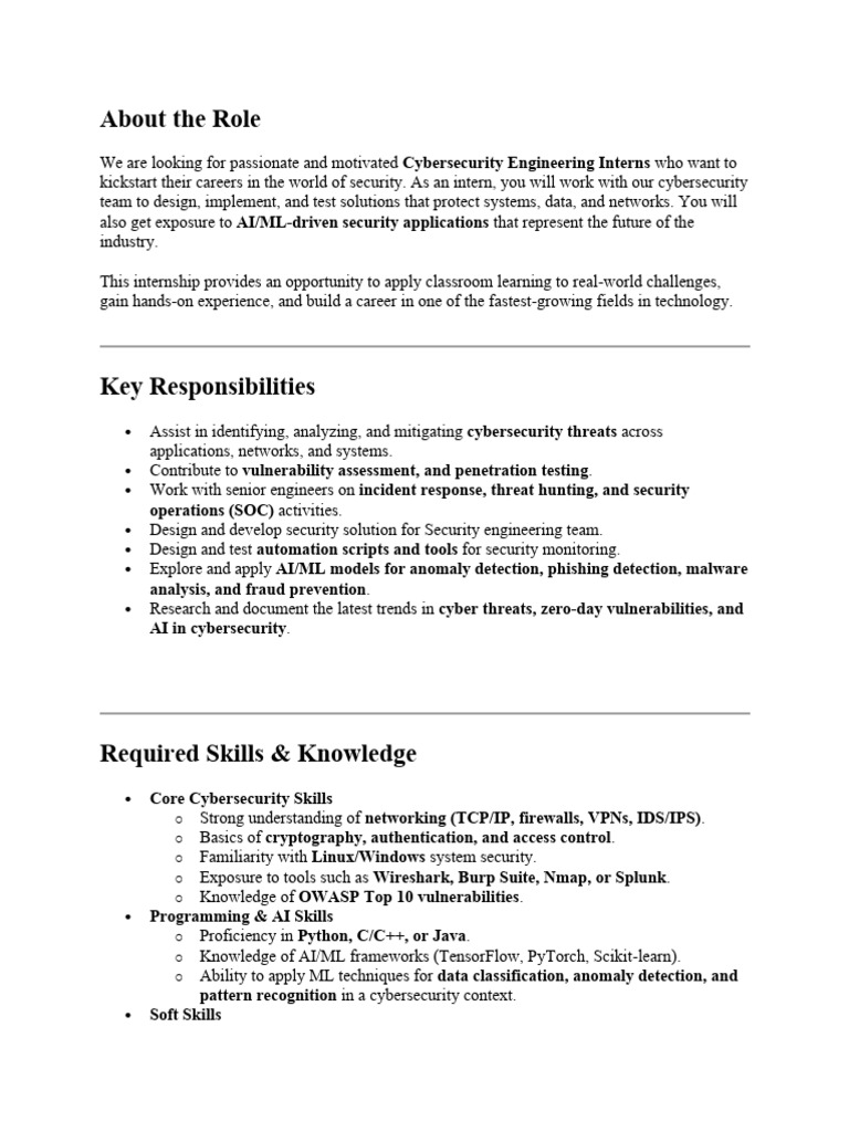 Cybersecurity Internship Eligibility Criteria | PDF | Security ...