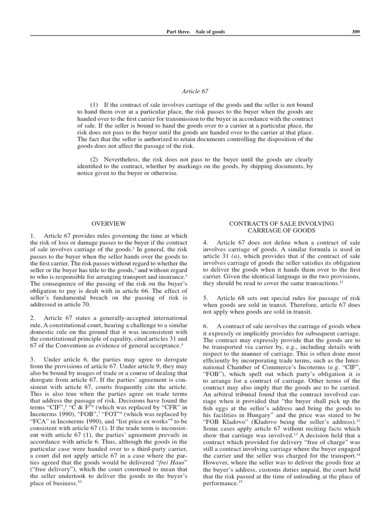 Carriage of Goods in Sale Contracts | PDF | Business Law | Private Law