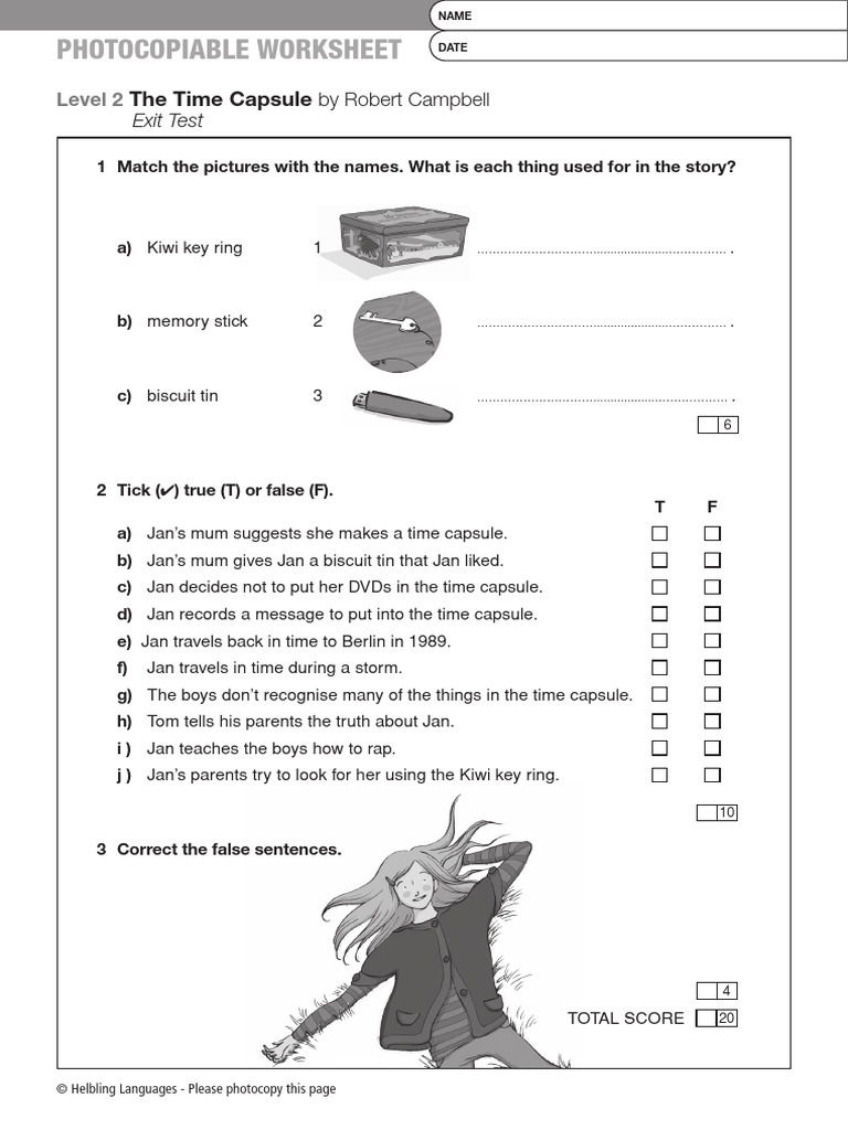 Time Capsule Exit Test Worksheet | PDF