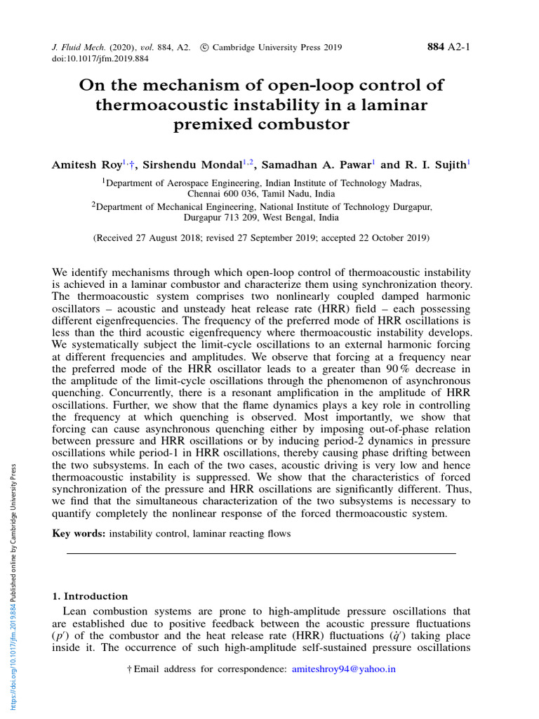 On The Mechanism of Open Loop Control of Thermoacoustic Instability in ...