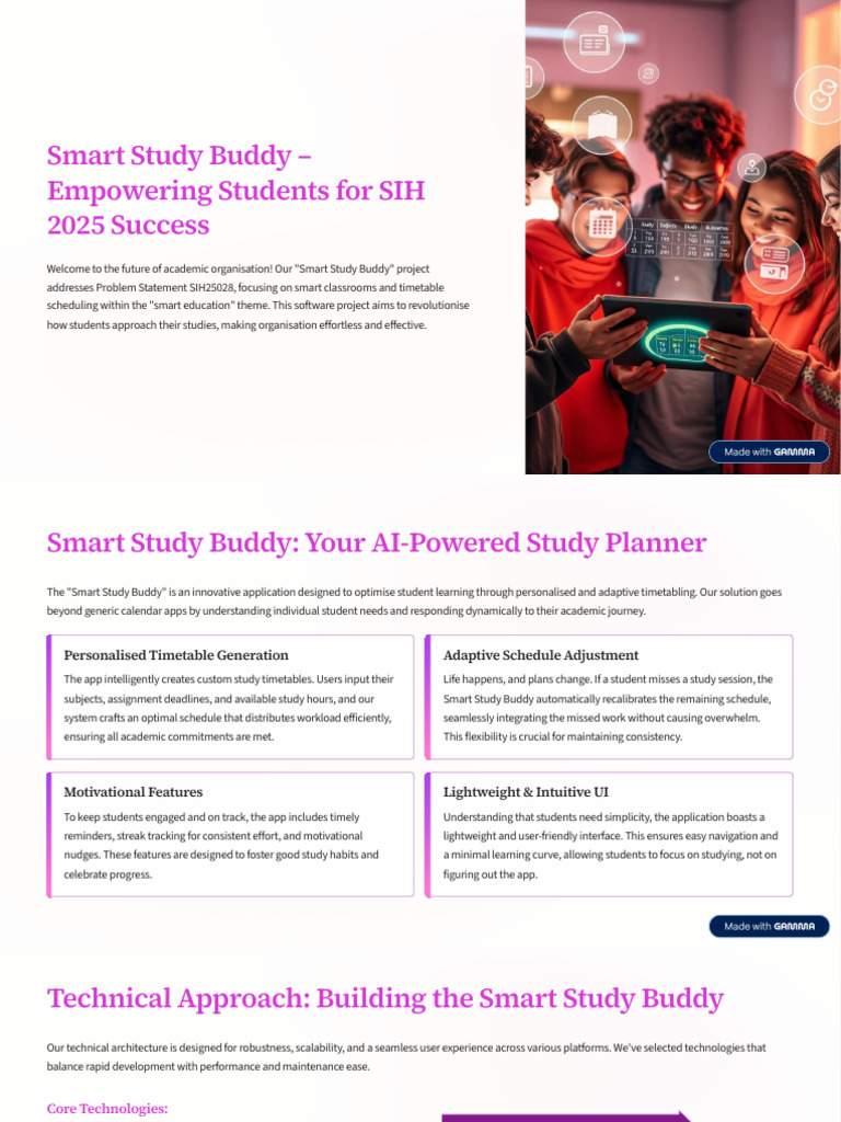 Smart Study Buddy Empowering Students For SIH 2025 Success | PDF | User ...