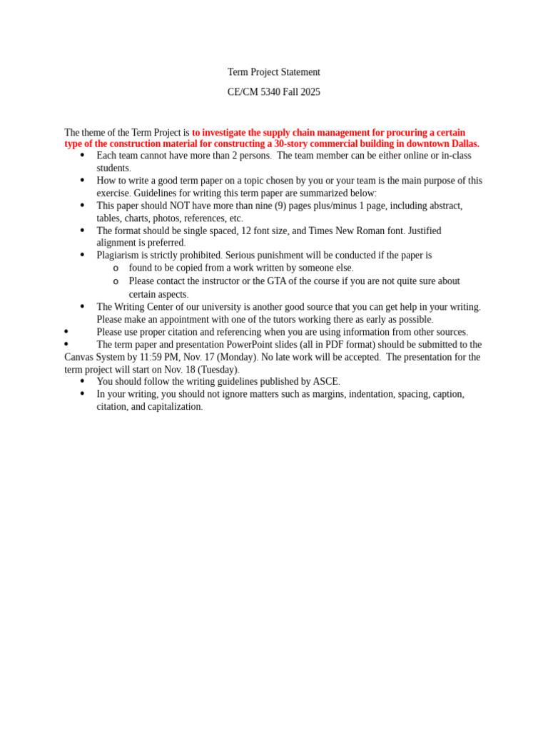 Term Project Statement | PDF
