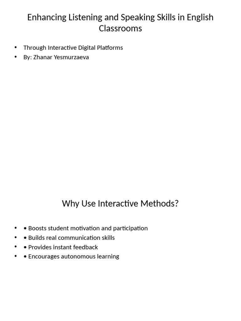 Enhancing Listening and Speaking Skills | PDF