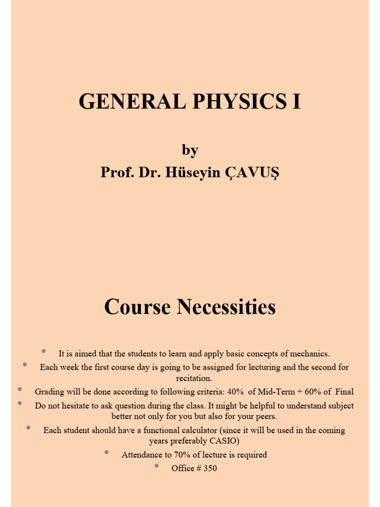 General Physics I Course Overview | PDF | Acceleration | Velocity