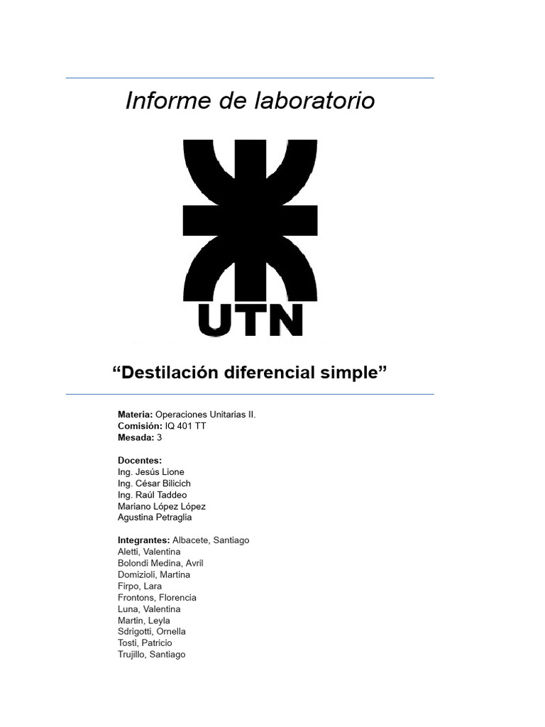 TP Lab OP2 Mesada 3 | PDF | Destilación | Densidad