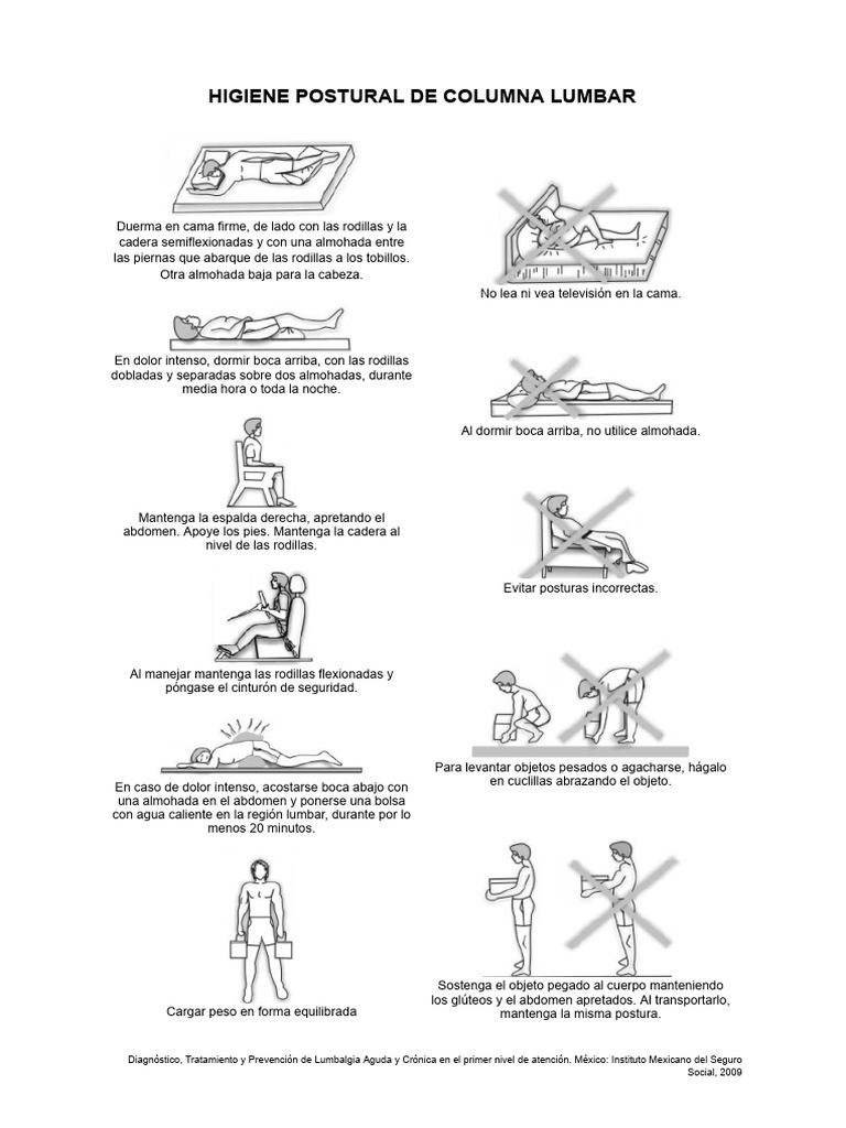 Higiene Postural para Columna Lumbar | PDF | Dolor lumbar | Sistema ...