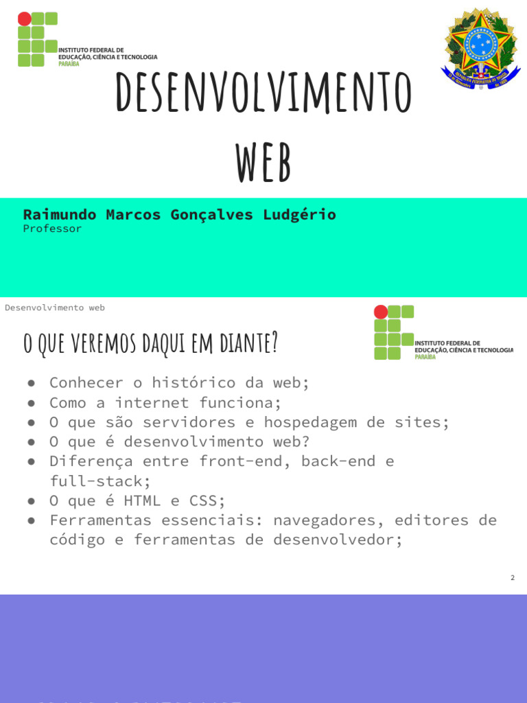 Introdução ao Desenvolvimento Web | PDF | Internet | Rede mundial de ...